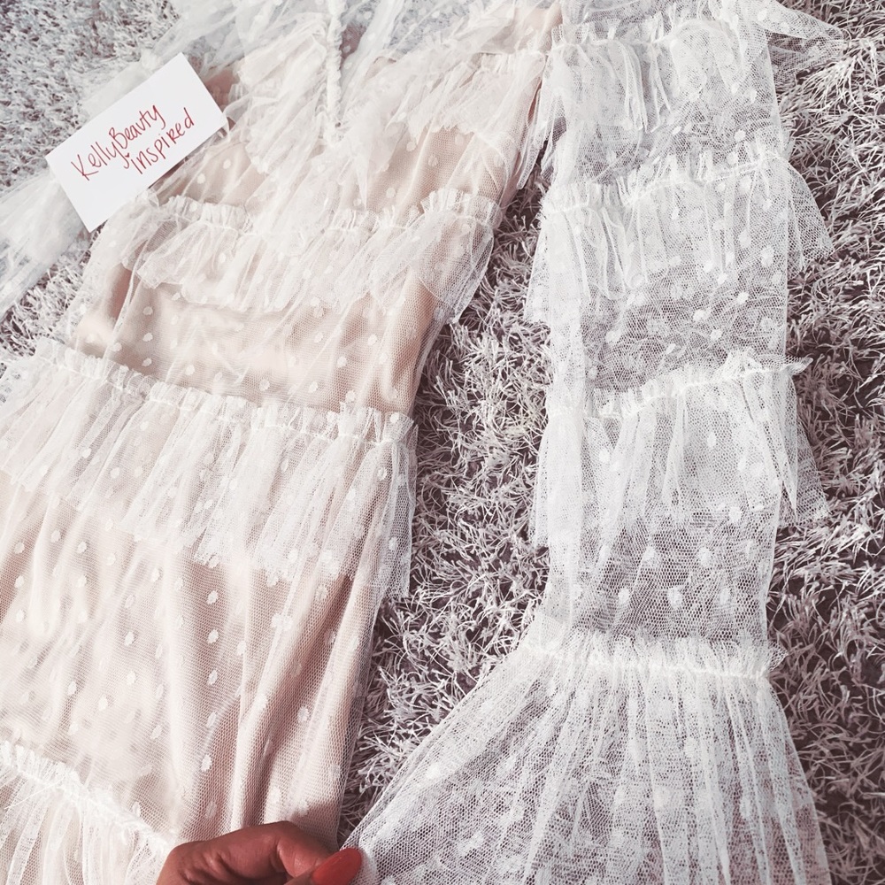 White Ruffle Mini Dress - Picture 5 of 6